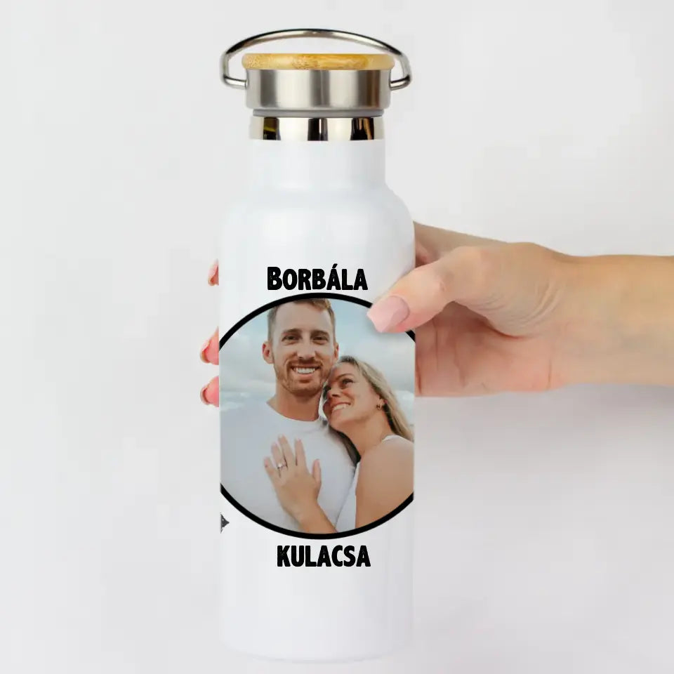 Bambusz fedeles egyedi kulacs készítés saját képpel