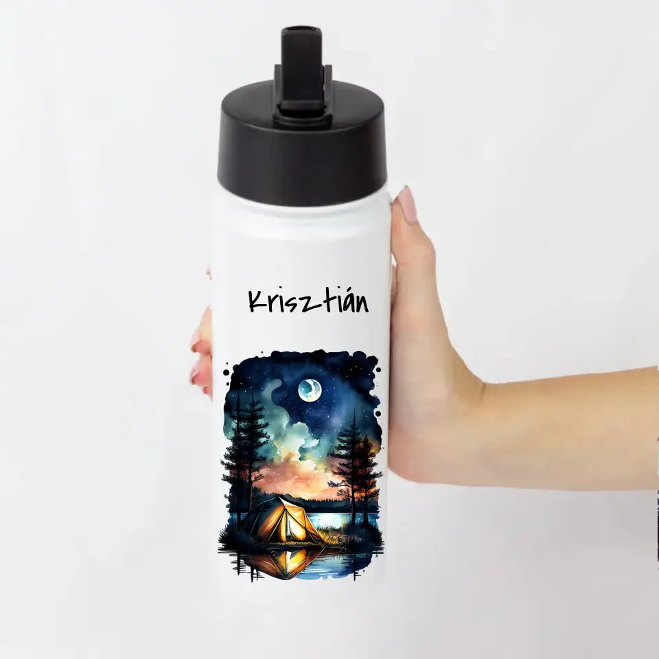 Szívószálas kirándulós kulacs névvel