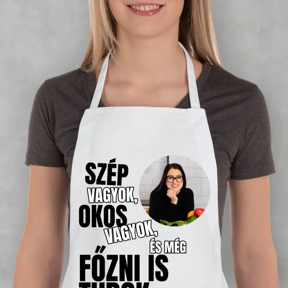 Vicces feliratos kötény nőknek egyedi fényképpel