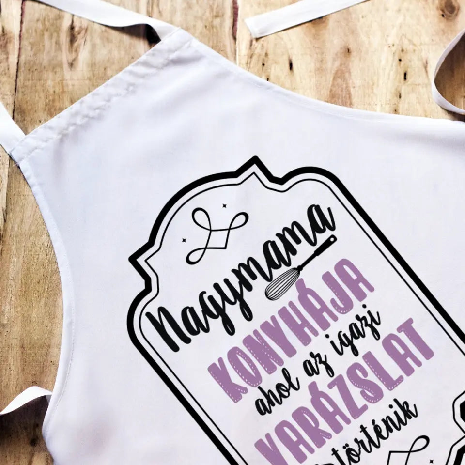 Nagyi konyhája egyedi ajándék kötény