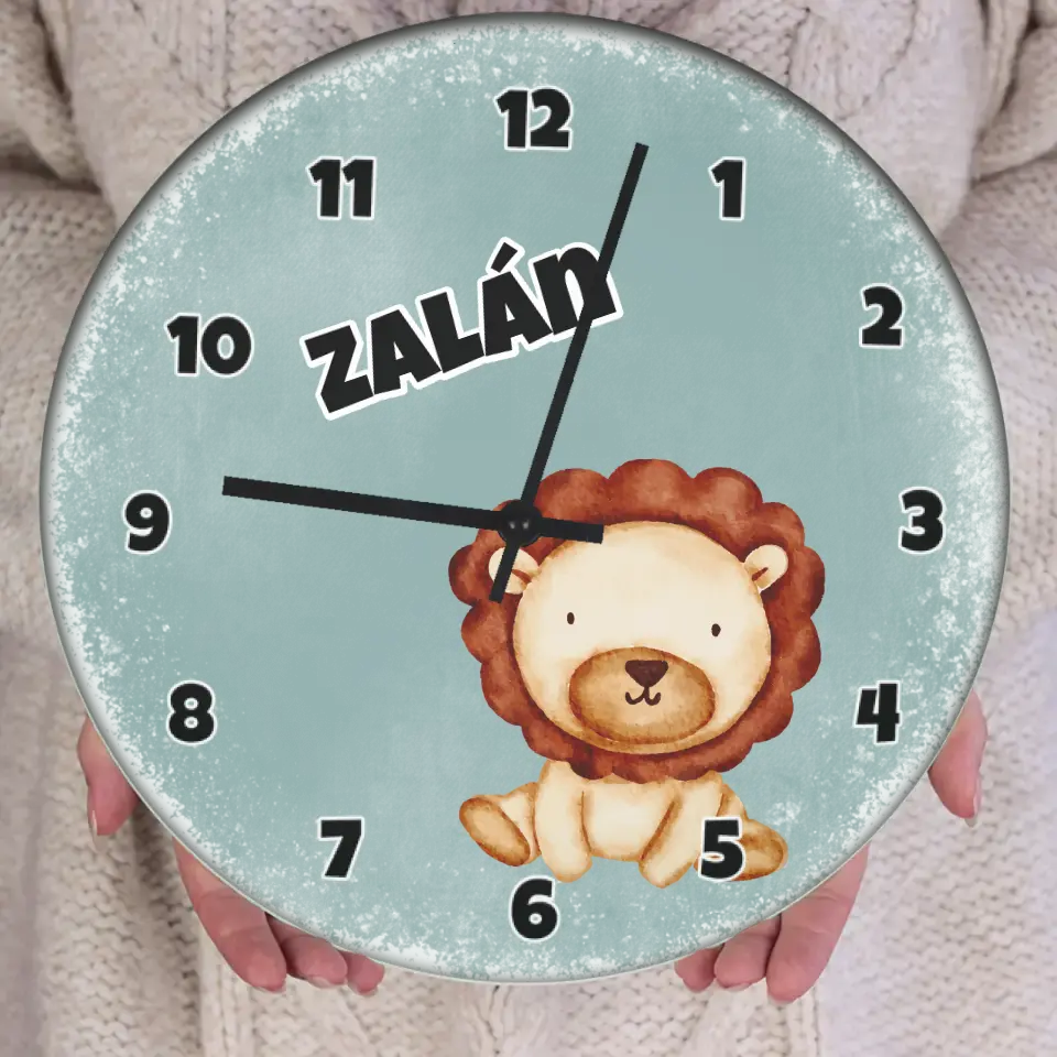Festett hatású kisállatos ajándék falióra gyerekeknek