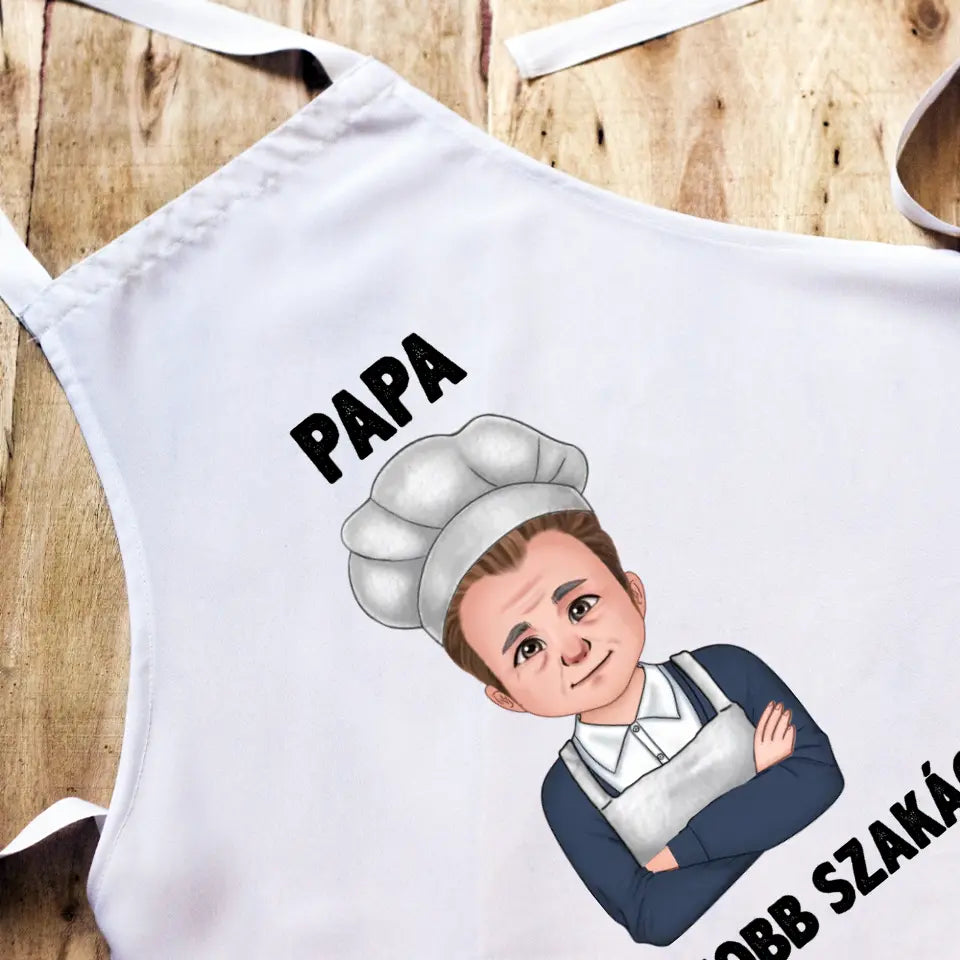 Cuki karakteres kötény Papának egyedi felirattal