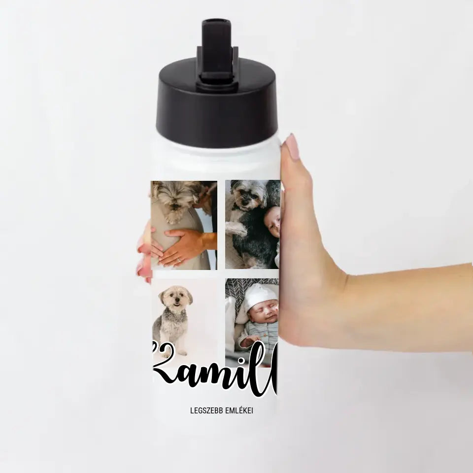 Szívószálas egyedi fényképes kulacs 4 képpel