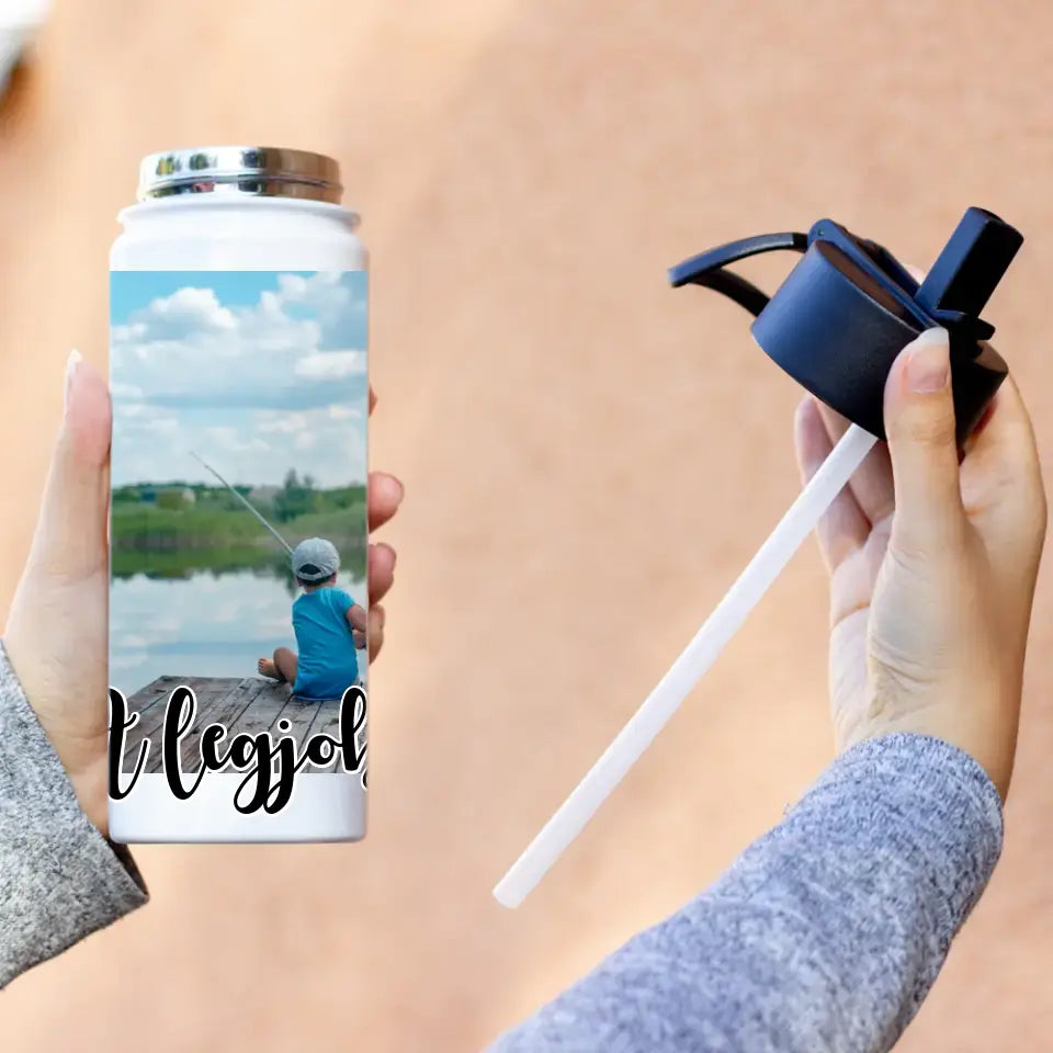 Szívószálas egyedi fényképes kulacs panoráma képpel