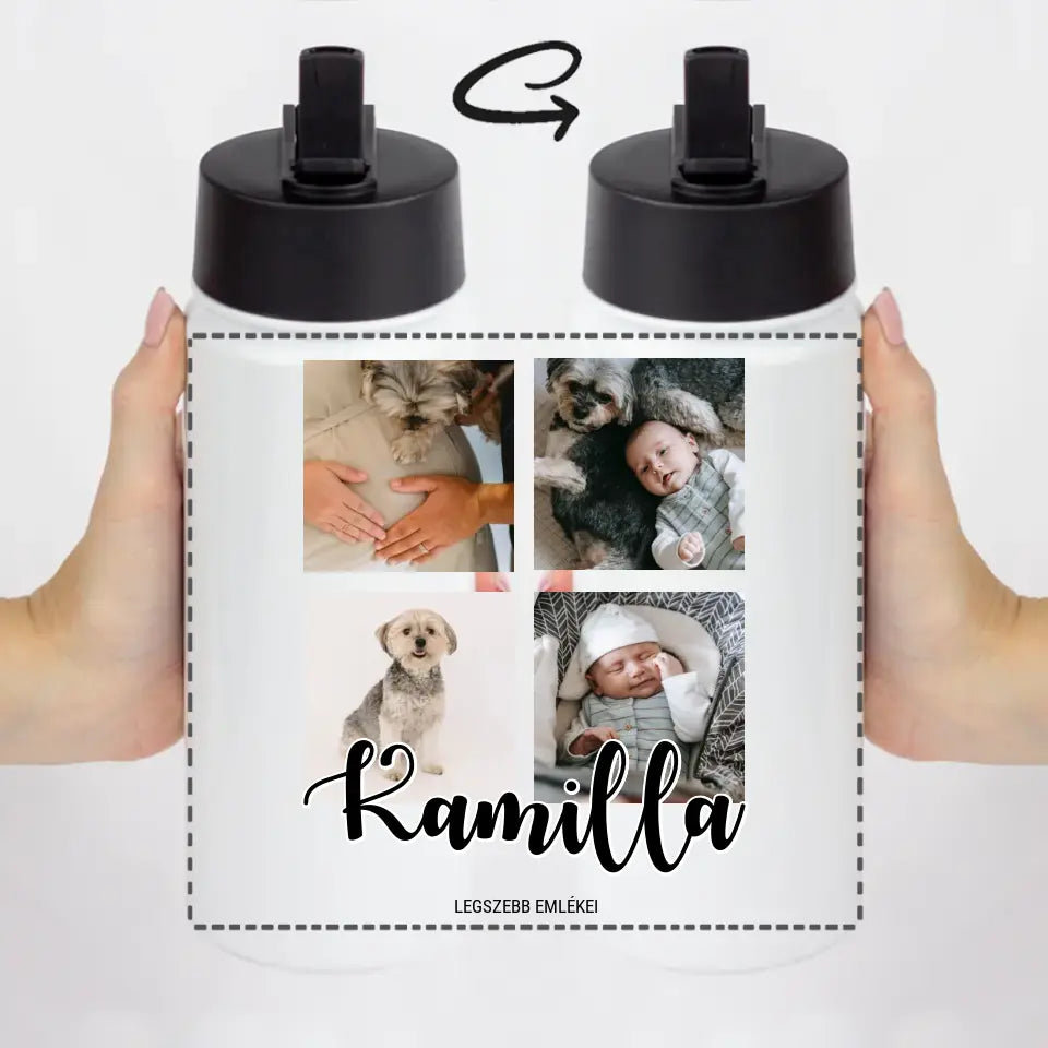 Szívószálas egyedi fényképes kulacs 4 képpel