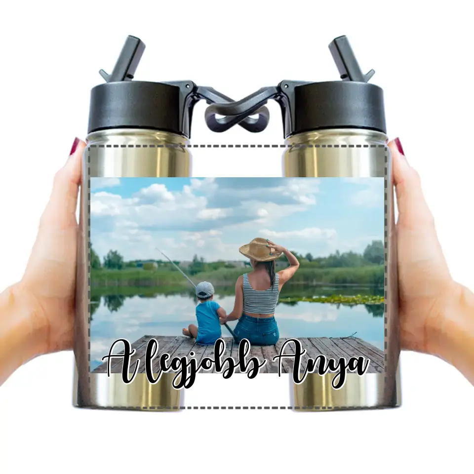 Szívószálas egyedi fényképes kulacs panoráma képpel