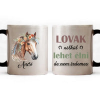 Virágos lovas bögre egyedi névvel