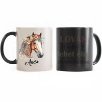 Virágos lovas bögre egyedi névvel