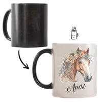 Virágos lovas bögre egyedi névvel