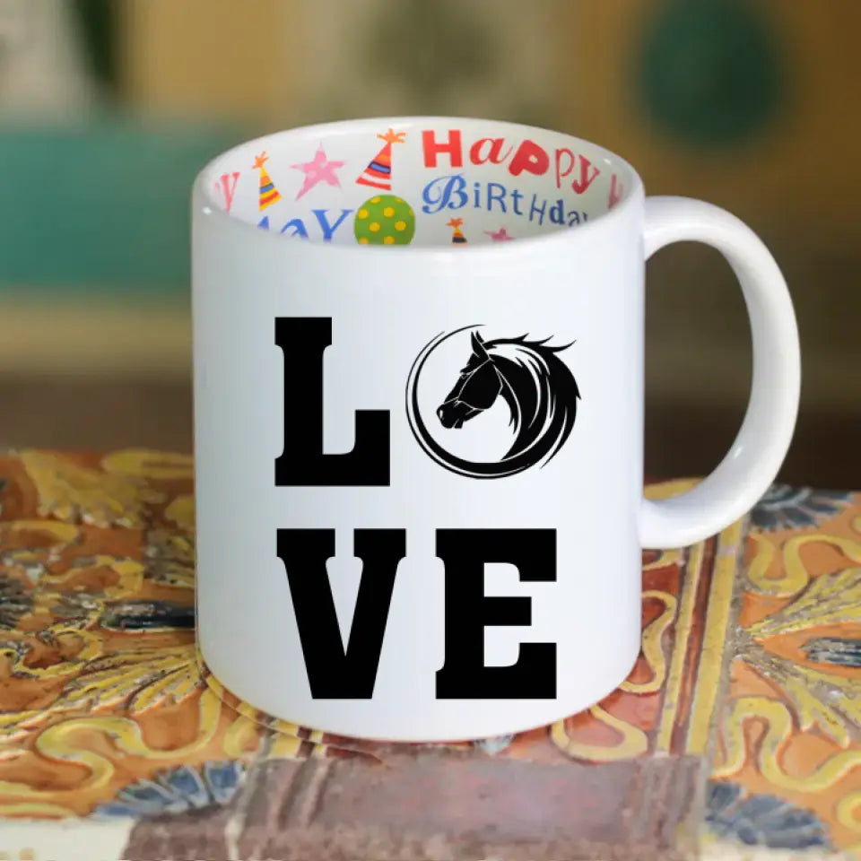 Egyedi fényképes lovas bögre love felirattal