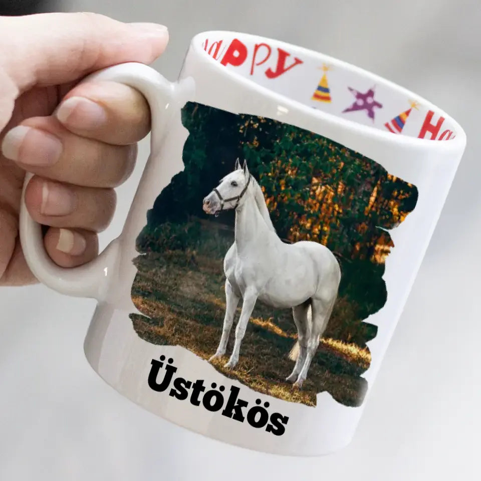 Egyedi fényképes lovas bögre love felirattal