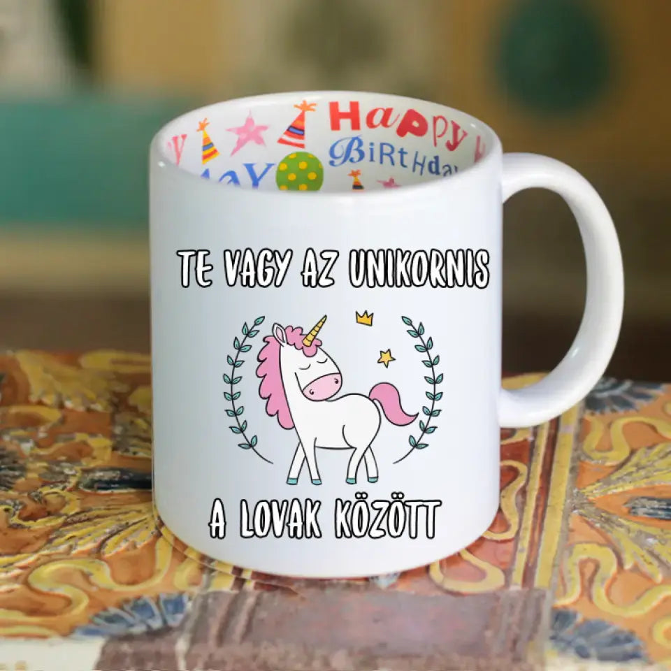 Unikornis lovas bögre egyedi képpel