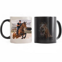 Vicces feliratos lovas bögre fényképpel