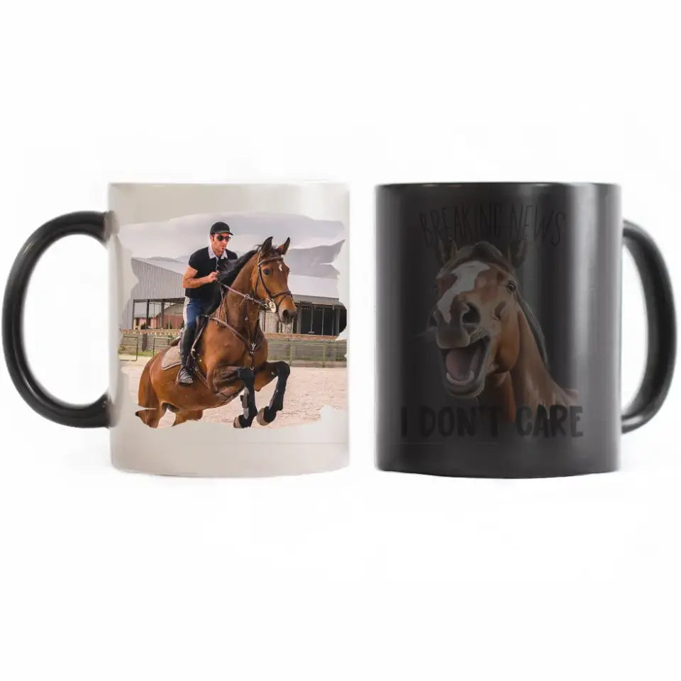 Vicces feliratos lovas bögre fényképpel