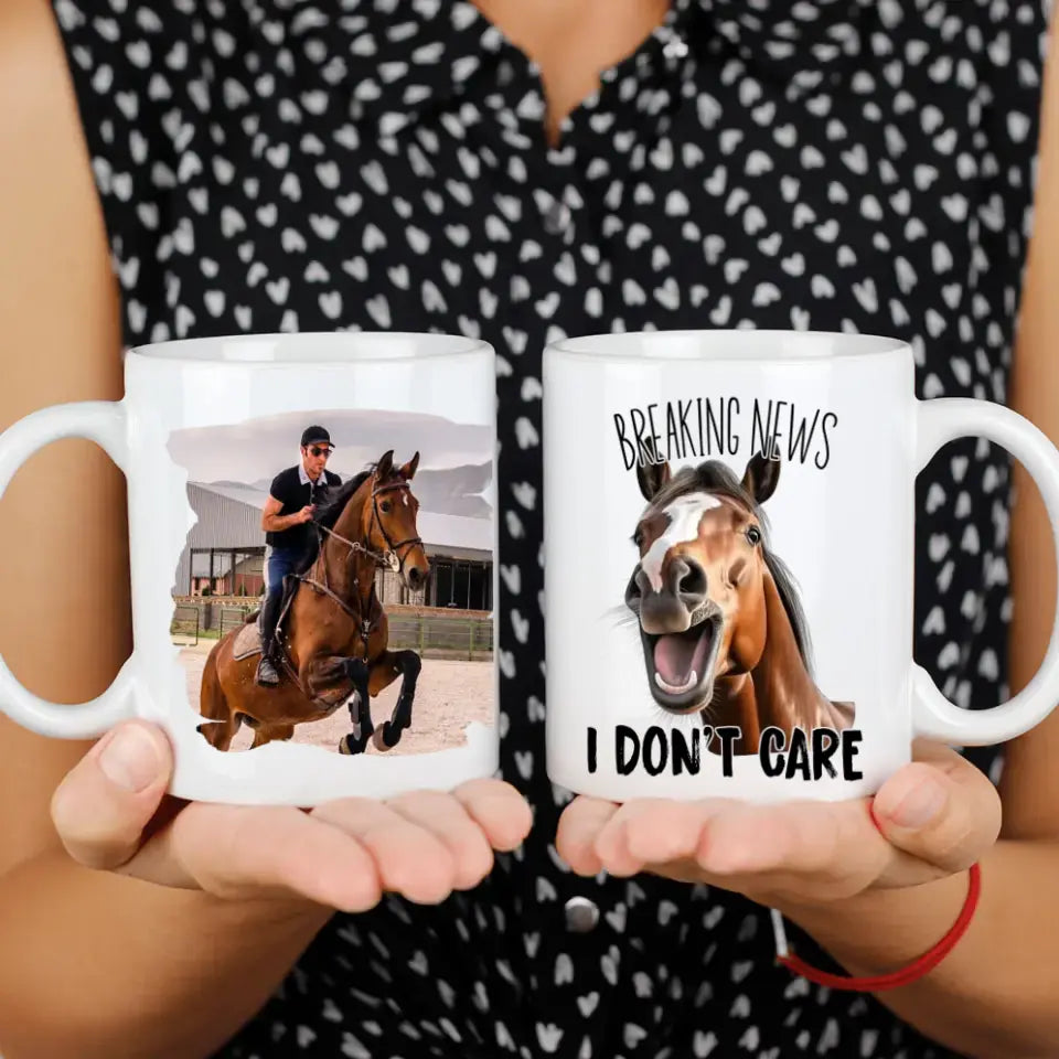 Vicces feliratos lovas bögre fényképpel