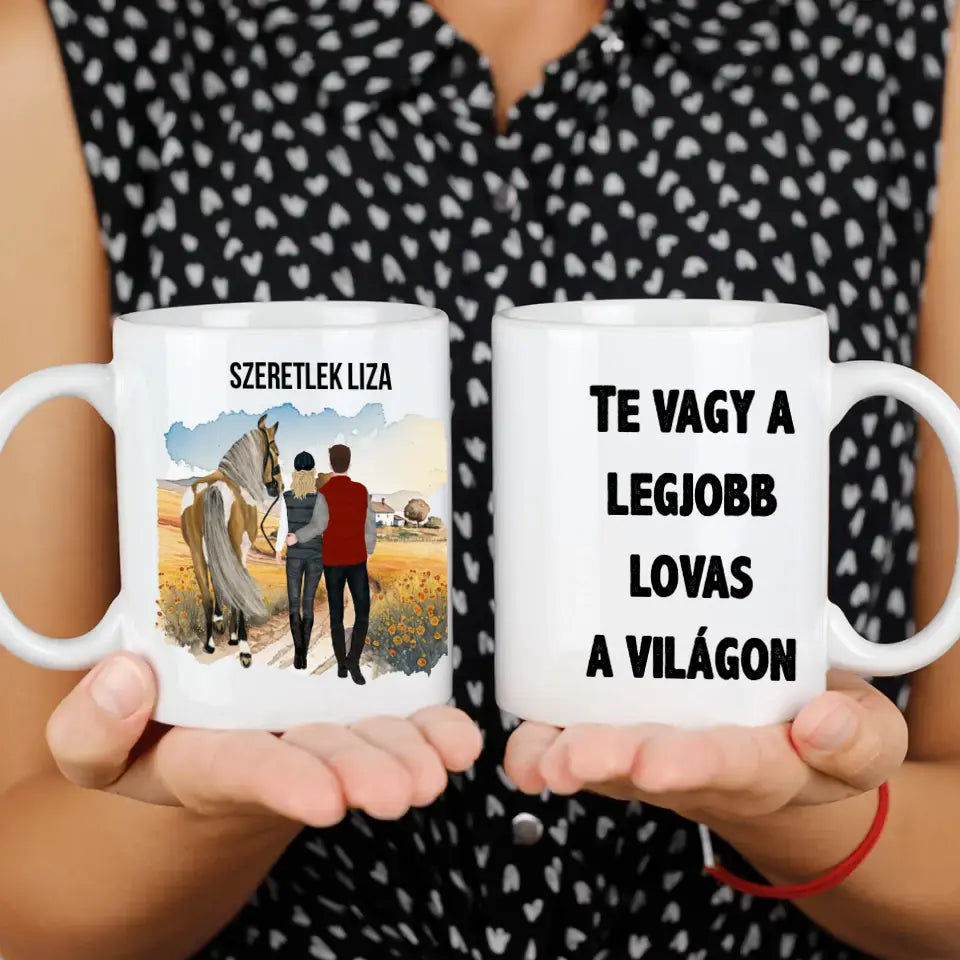 Választható karakteres egyedi karácsonyi ajándék bögre - cuki család