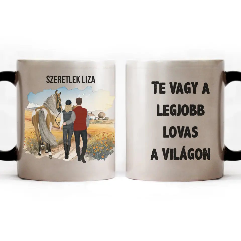 Választható karakteres egyedi karácsonyi ajándék bögre - cuki család