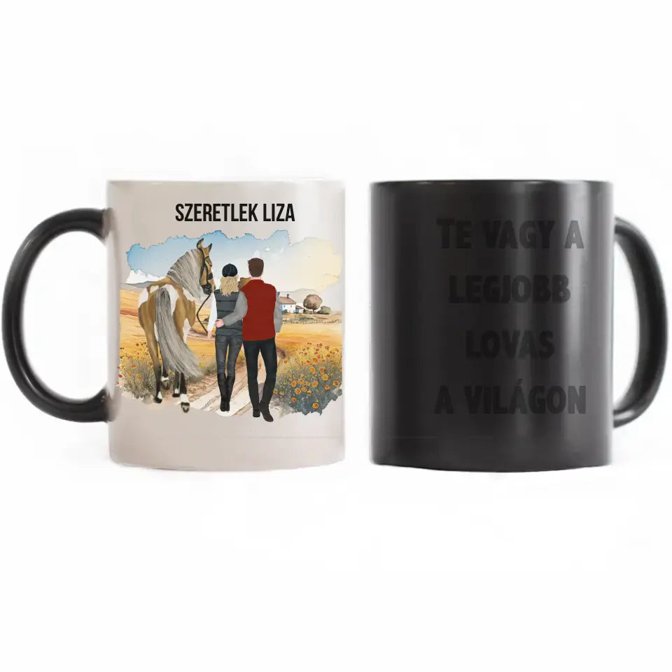 Választható karakteres egyedi karácsonyi ajándék bögre - cuki család