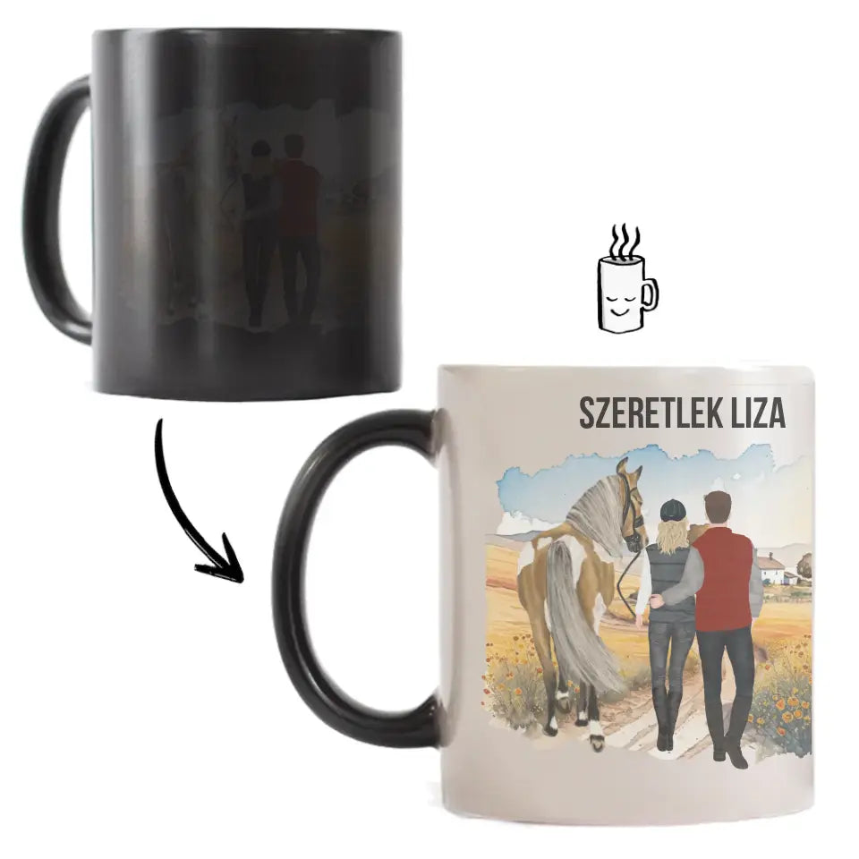 Választható karakteres egyedi karácsonyi ajándék bögre - cuki család