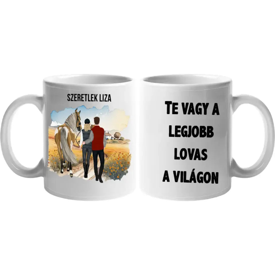 Választható karakteres egyedi karácsonyi ajándék bögre - cuki család