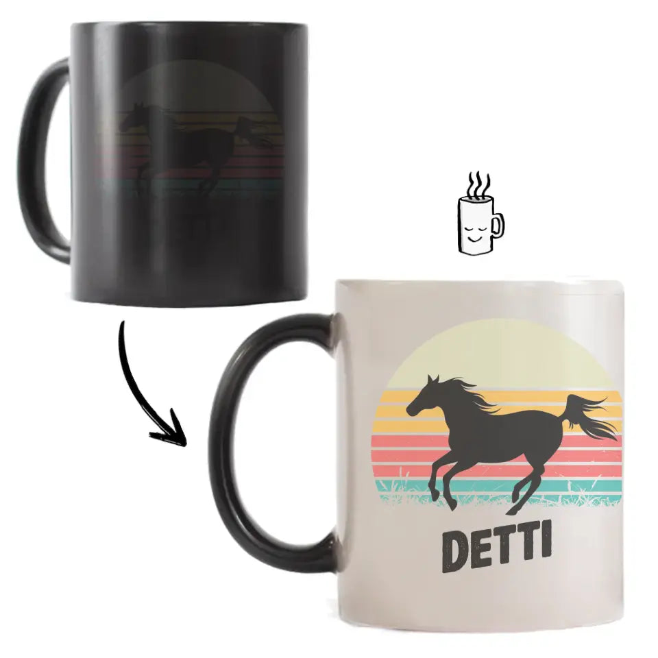 Naplementés lovas bögre egyedi felirattal