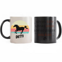 Naplementés lovas bögre egyedi felirattal