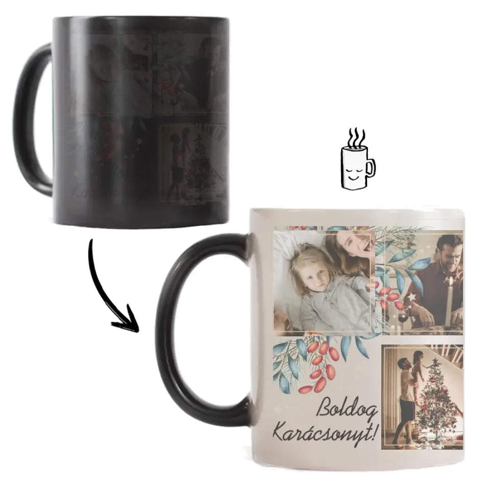 Rajzolt karácsonyi ajándék bögre egyedi képpel copy