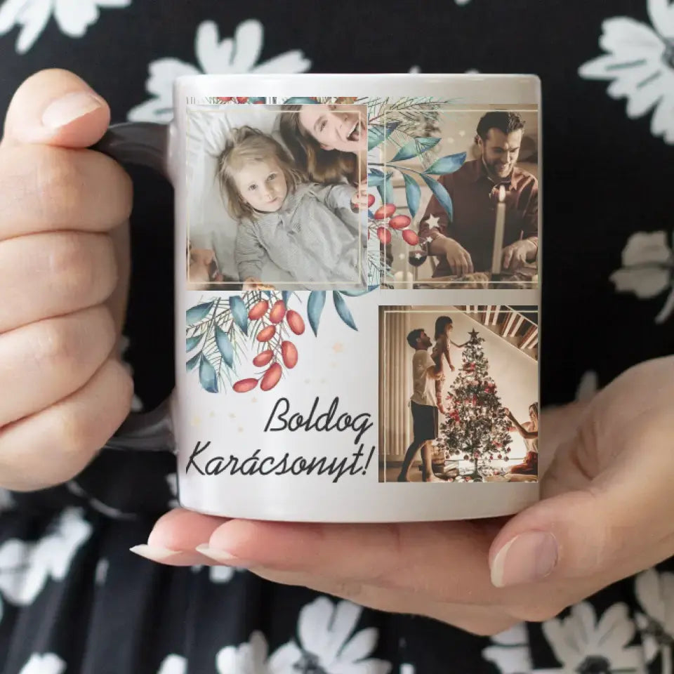 Rajzolt karácsonyi ajándék bögre egyedi képpel copy