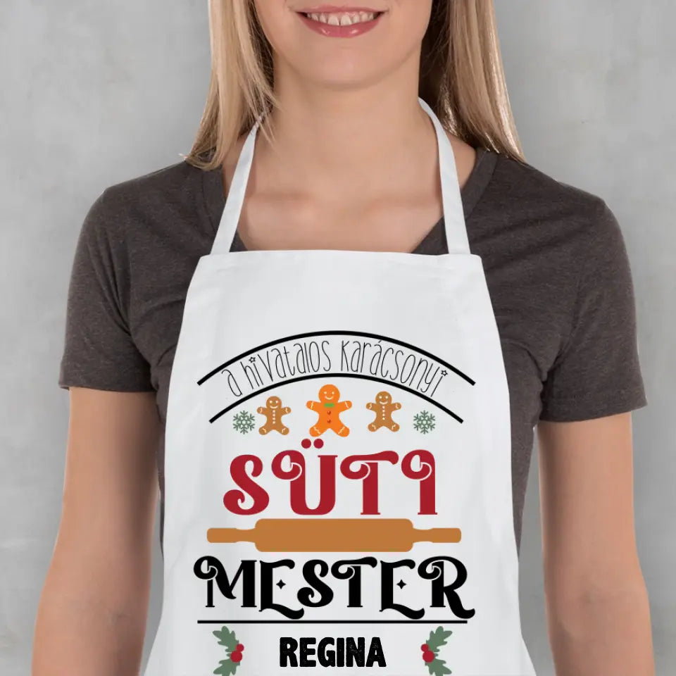 Süti mester karácsonyi kötény névvel