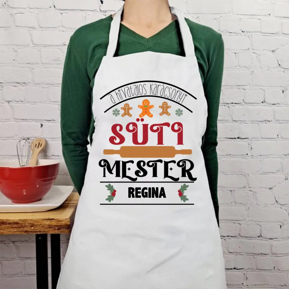 Süti mester karácsonyi kötény névvel