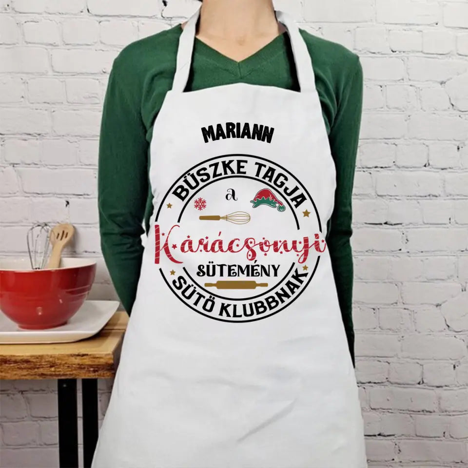 Sütemény sütő klub karácsonyi kötény névvel