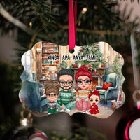 Karácsonyi cuki családos hosszúkás dísz