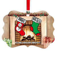 Karácsonyi zoknis hosszúkás dísz névvel