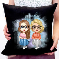 Cuki karakteres legjobb barátnős fekete párna