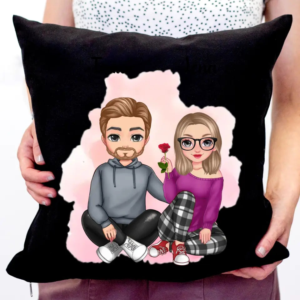 Cuki karakteres Valentin napi fekete párna