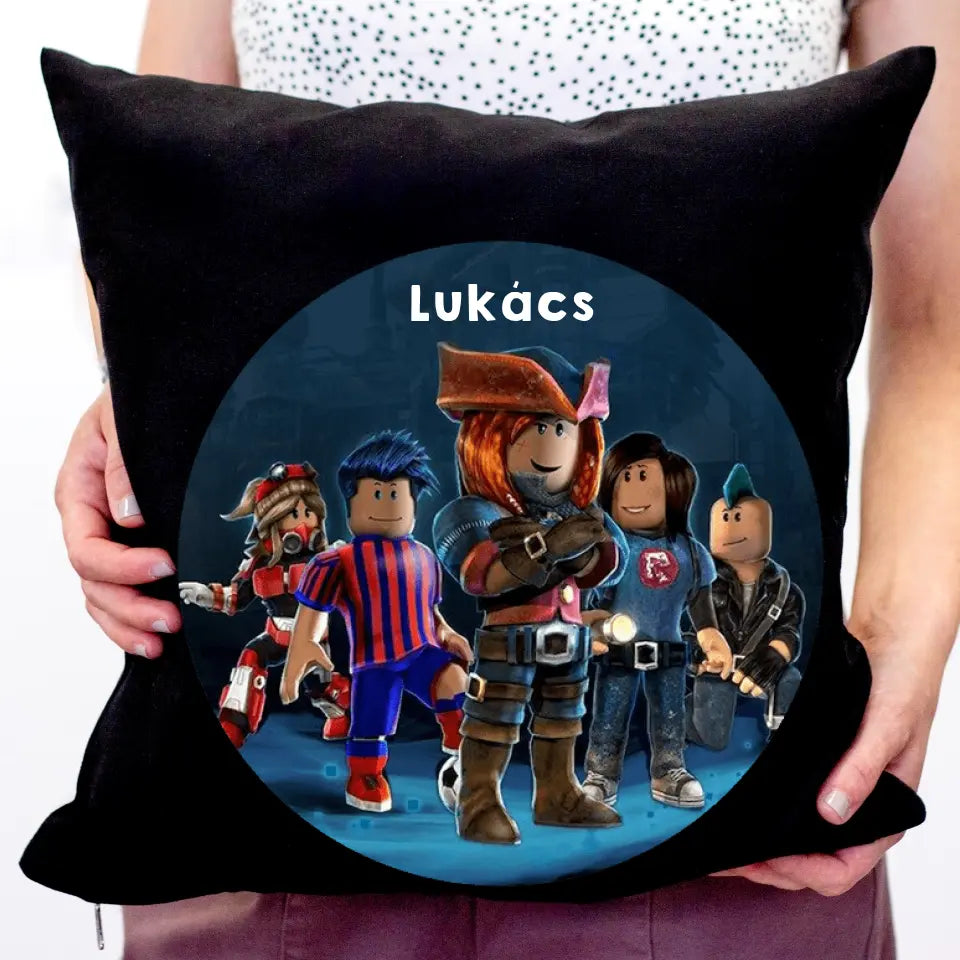 Egyedi Roblox fekete párna névvel