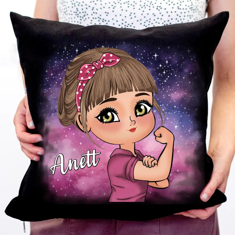Egyedi Girl power fekete párna