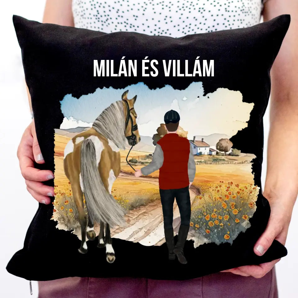 Lovas fekete párna férfiaknak