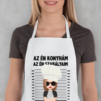 Az én konyhám egyedi kötény nőknek - szerkeszthető karakterrel