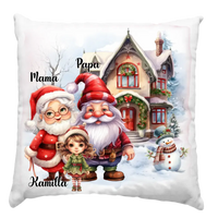 Szerkeszthető egyedi karácsonyi párna nagyszülőknek unokákkal
