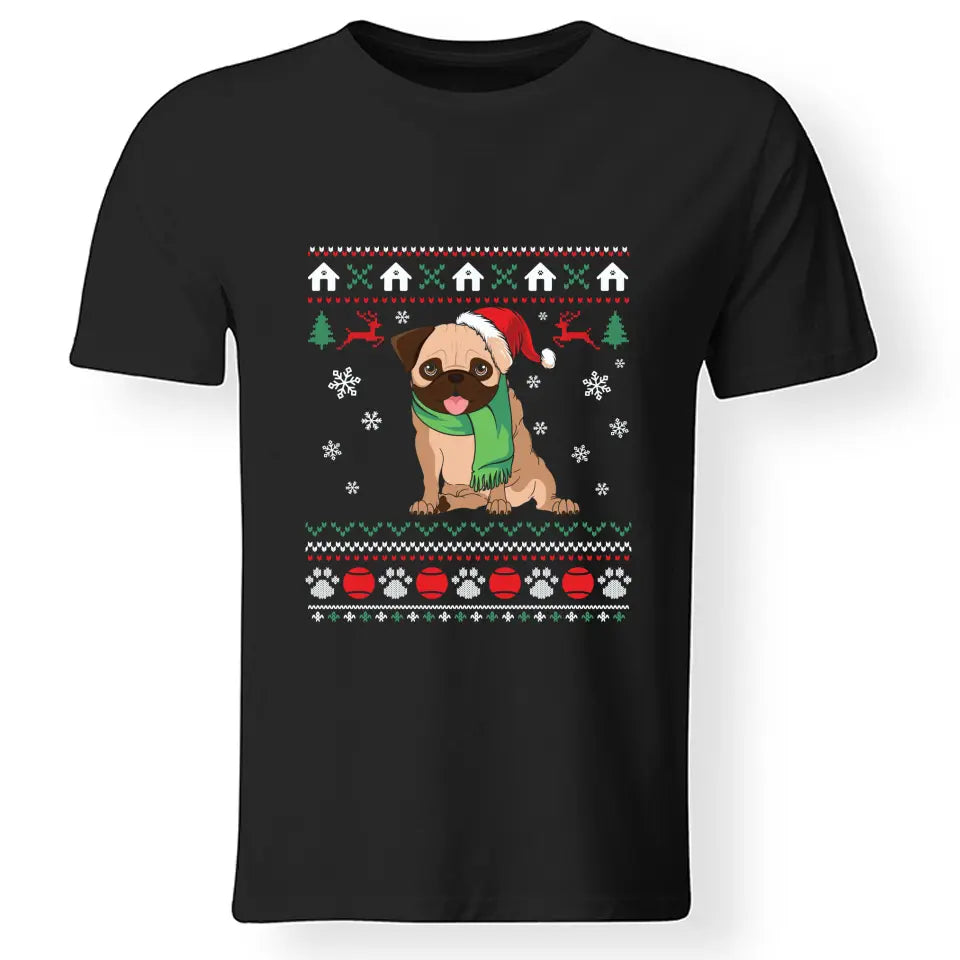 Karácsonyi állat mintás fekete férfi póló