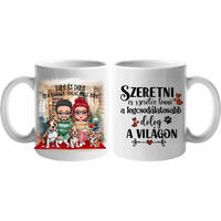 Karácsonyi pár kutyákkal ajándék bögre