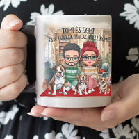 Karácsonyi család kutyákkal ajándék bögre