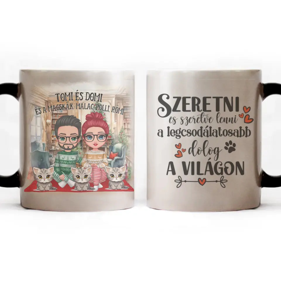 Karácsonyi pár macskákkal ajándék bögre