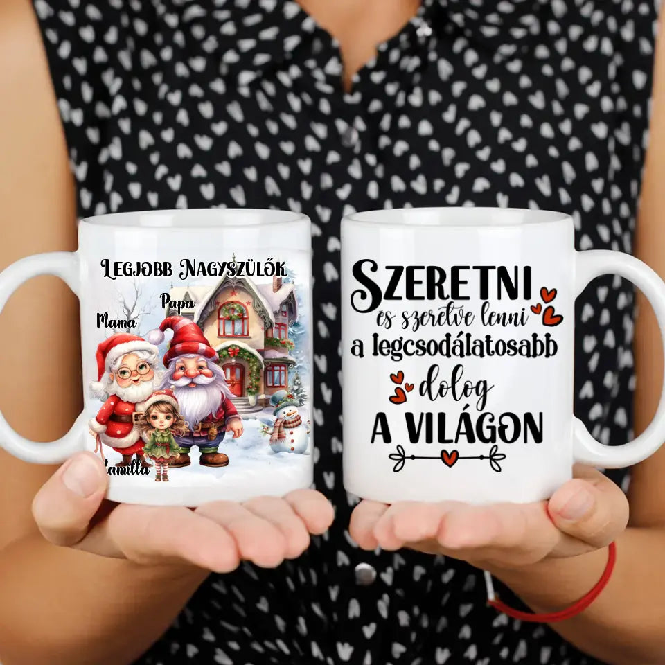 Legjobb nagyszülők bögre idézettel és szerkeszthető karakterekkel 