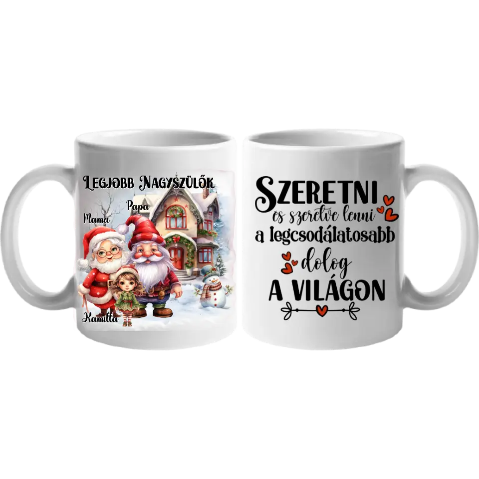 Legjobb nagyszülők bögre idézettel és szerkeszthető karakterekkel 
