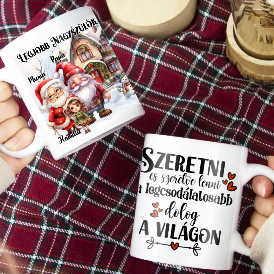Legjobb nagyszülők bögre idézettel és szerkeszthető karakterekkel 