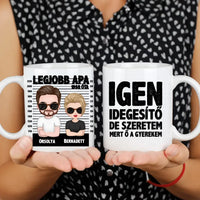 Apa gyermekeivel bögre szerkeszthető karakterekkel 