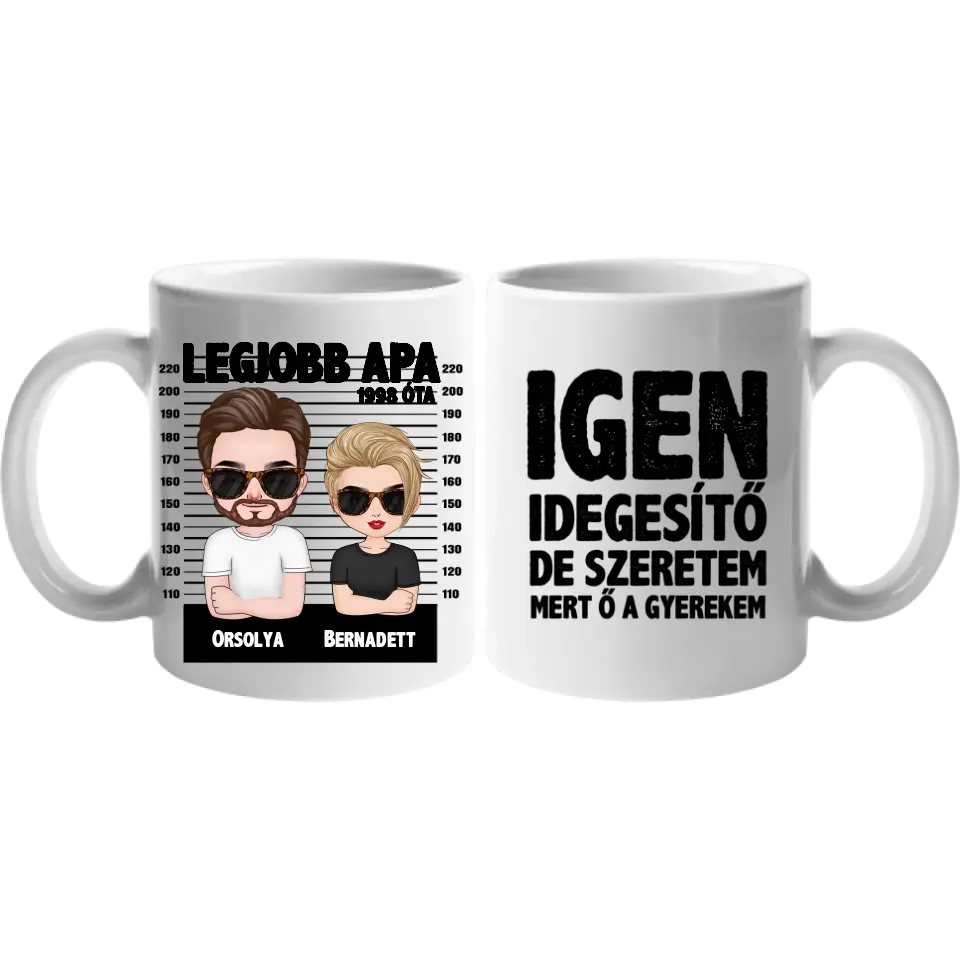 Apa gyermekeivel bögre szerkeszthető karakterekkel 