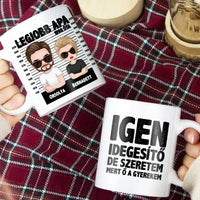 Apa gyermekeivel bögre szerkeszthető karakterekkel 